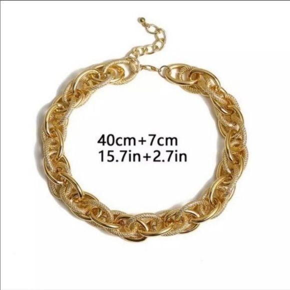 18k gold plated choker Cuban Necklace - Picture 4 of 8